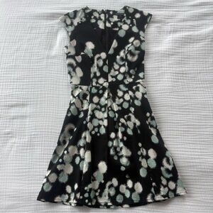 French Connection Black Dress with Mint and White Floral Dots | Size 0